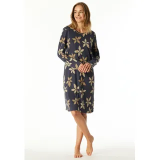 Schiesser Nachthemd »Comfort Nightwear« florales Muster, langärmelig, Single-Jersey, Rundhalsausschnitt, grau