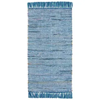 Andiamo Teppich Frida Baumwolle Naturfaser Handgewebt Handwebteppich blau, 60 x 120 cm
