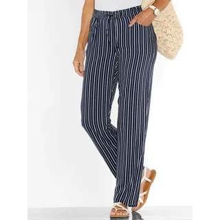 Schlupfhose CLASSIC BASICS, Damen, Gr. 50, Normalgrößen, blau (marine, weiß, gestreift), 100% Viskose, gemustert, mehrfarbig, lang, Hosen Schlupfhose