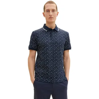 TOM TAILOR Herren Poloshirt mit Allover-Print 1035555, 31314 - navy geometric design, XXL