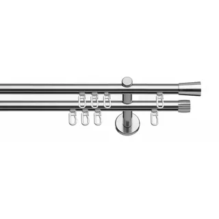 indeko Gardinenstange »Arosa« Ø 16 mm 2 läufig-läufig Wunschmaßlänge Innenlauf Komplett-Set inkl. Gleitern und Montagematerial, silberfarben