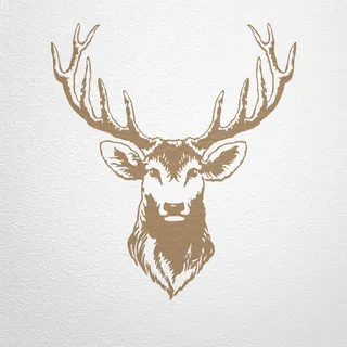 WANDfee Wandtattoo Hirsch Hirschkopf Hirschgeweih Wandsticker selbstklebend | Größe 56 x 50 cm Farbe hellbraun