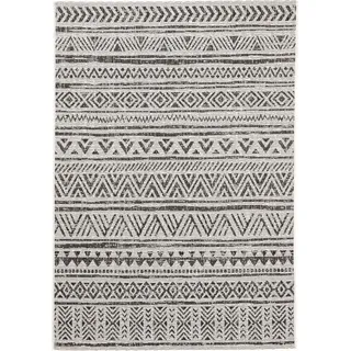 benuta Nest Outdoorteppich Cleo Weiß/Schwarz 80x150 cm , Textil , Grafikmuster , Rechteckig , 80x150 cm , Oeko-Tex® Standard 100 , wasserabweisend , Teppiche und Böden, Teppiche, Outdoorteppiche