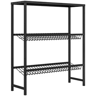 Homcom Getränkekistenregal für 6 Kisten, Getränkeregal mit Verstellbar Regalhöhe , Schwarz , Metall , 33x113.5x103 cm , Weinregale