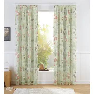 MY HOME »Waldtiere« Kräuselband 1 Stk. tlg. Kindergardine, bedruckt, verschiedene Größen, grün,