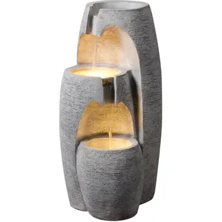 Teamson Home Kaskadenbrunnen Moderner 3-stufiger mit LED-Lichtern grau