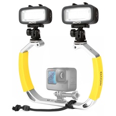 Movo DiveRig1 XL Taucher-Rig Bundle mit wasserdichten LED-Lichtern – kompatibel mit GoPro Hero, HERO5, HERO6, HERO7, HERO8, HERO9, HERO10 und DJI Osmo Action Cam – Scuba-Zubehör für Unterwasserkamera