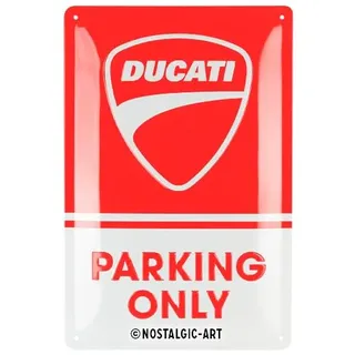 Nostalgic-Art Retro Blechschild, 20 x 30 cm, Ducati – Parking Only – Geschenk-Idee für Biker, Original Lizenzprodukt (OLP), aus Metall, Vintage Design, Blechschilder Sprüche