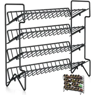 Cozary Gewürzregal Kein Gewürzglas Stehend Gewürz Regal, Spice Rack Organizer, Gewürzständer, Gewürzregalsystem Hängend, für Schrank, Arbeitsplatte, Speisekammer, Schrank, Schwarz