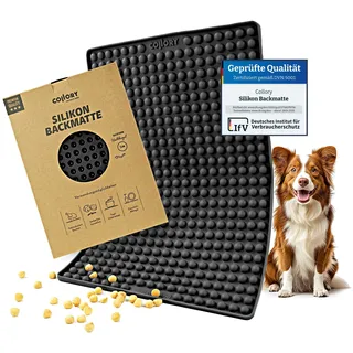 Collory Backmatte Hundekekse für MINI HALBKUGEL (1cm Ø) Leckerlis, Silikon Backform, Backunterlage für Backblech, Diätmatte, Hitzebeständig, Lebensmittelecht & Bpa-frei
