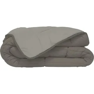 Warme Mikrofaser Bettdecke 140x200cm, 400g/m2, Taupe & Leinen, Polyester Füllung