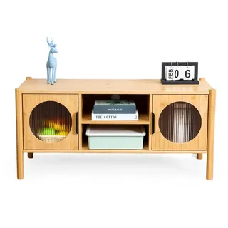 Relaxdays TV-Lowboard 103x40x48 cm Hellbraun Holzwerkstoff