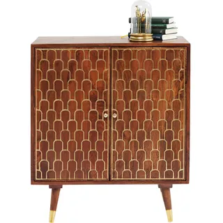 Kare Design Kommode Muskat, kleine Kommode, schmales Sideboard mit 2 Türen, mit goldenen Akzenten, Retro Look, Vintage, Wohnzimmer, Schlafzimmer, Flur, Aufbewahrung, Stauraum, (H/B/T) 90x75x40 cm