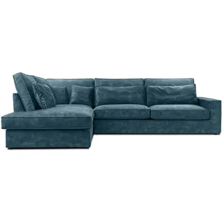 FEDVE Sofa Big Sofa Ecksofa Monica mini L- Form Funktionssofa Wohnlandschaft Design Couch Links - Blau