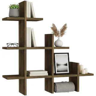 Dmora - Caelum, Regal, Wandregal, Mehrzweckregal, 82 x 18 x 80 cm, Walnuss