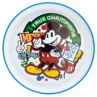STOR Micky Maus Kinderteller 960ml Kunststoff mit Rutschfester Base Mikrowellengeeignet BPA-frei Wiederverwendbar