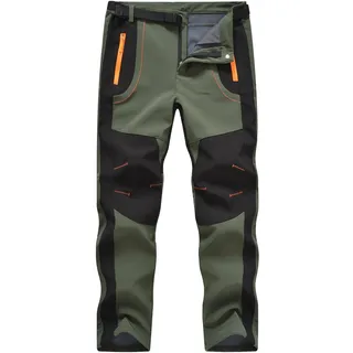 donhobo Herren Outdoorhose Wanderhose Trekkinghose Softshellhose Wasserdicht Winddicht Warm Gefüttert Winterhose Skihosen (Armeegrün, XL)
