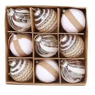 9er Set edle XXL Weihnachtskugeln Ø 8cm Champagner-Farbe Weihnachtsbaum Kugeln Christbaumkugeln Weihnachts-Deko Christbaum-Schmuck (Variante 2)