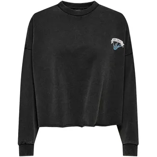 ONLY Damen ONLLUCINDA L/S Sailor O-Neck Box SWT Sweatshirt, Black/Print:Ocean, 32