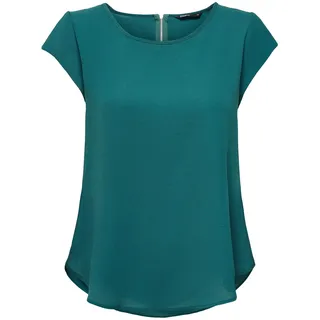 ONLY Damen Einfarbige Kurzarm Bluse Basic Rundhals Ausschnitt Blusen T-Shirt Blouse Oberteil ONLVIC, 15142784, Grün-2,44