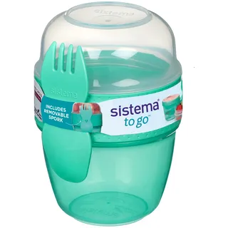 Sistema Snack Capsule TO GO | mit 2 Fächern & Göffel | 515 ml | Minty Teal