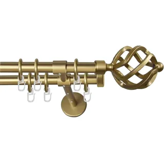 GARESA Vorhangstange RUSTIKA 2-läufig Ø 16 mm 140 cm Gold