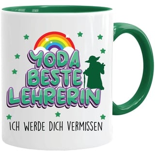 Tasse schulkind, Yoda beste Lehrerin. Ich werde dich vermissen, Tasse Yoda, Baby Yoda, Einschulung - Geschenke - Regenbogen, Geschenk für Erstklässler, Schule, Grundschule, Geschenkidee, Schulbeginn