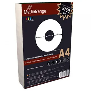 MediaRange Etiketten für CD|DVD|BD 41-118mm Weiß 100 Blatt