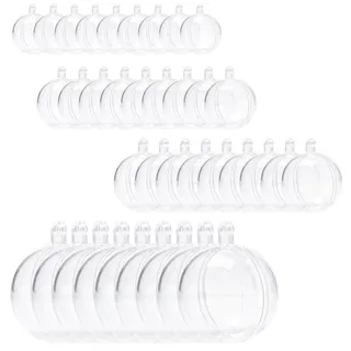 Pilikoll 40 Stück Transparent Befüllbare Weihnachtskugeln Kunststoff Christbaumkugeln zum Befüllen Füllbare Weihnachtsschmuck für Weihnachtsschmuck,Weihnachtsbaum,DIY Dekoration(Ø4cm,Ø5cm,Ø6cm,Ø8cm)