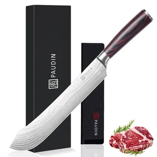 PAUDIN Fleischmesser 25cm Metzgermesser profi Messer extrem scharf Küchenmesser als Hackmesser Schlachtermesser Grillmesser Tranchiermesser aus hochwertigem Edelstahl mit ergonomischem Holzgriff