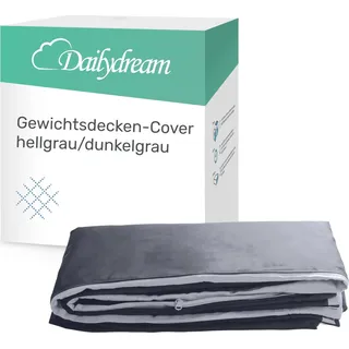 Dailydream Bezug Gewichtsdecke Grau – 135x200 cm – zweifarbig - Standard 100, doppelt genäht für erhöhte Haltbarkeit, perfekte Gewichtsverteilung durch kleine Fächer, Temperaturstabil, hypoallergene Glasperlen, speziell entwickelte Schlaufen zur Befestigung des Bezugs, natürlicher und atmungsaktiver Baumwollbezug - Grau