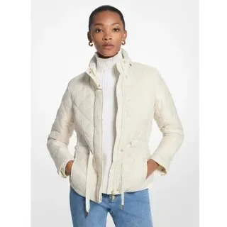 Michael Kors für Damen. MT520IB3SB Wattierte Jacke mit Gürtel in Gebrochenes Weiß (M), Lässig, Recyceltes Polyester