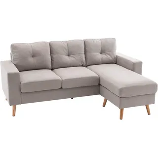 Homcom Ecksofa L-Form, Leinenoptik Couchgarnitur