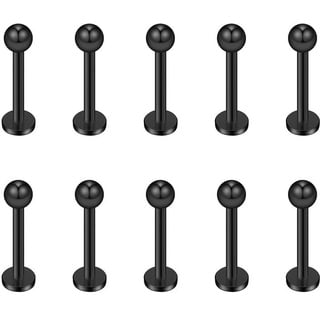 Longbeauty 16G Piercing Barbells mit Kugel Edelstahl Labret Monroe Piercing Studs Industrielle Lippe Tragus Helix Ohr Langhanteln Conch Piercing Stecker 10 Pcs, Schwarz