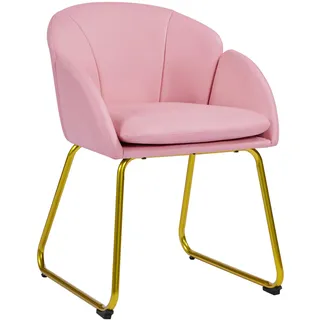 Yaheetech Esszimmerstuhl modern, Küchenstuhl in Blumenform, Sessel Polsterstuhl mit Metallbeinen Gold, für Wohnzimmer/Esszimmer Hellrosa