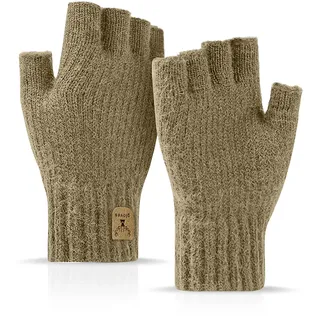 JUNRUI Fingerlose Handschuhe Braun