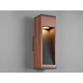 Außenwandleuchte aus Naturholz mit Aluminium in Anthrazit Gartenlampen mit Strom - Bronze