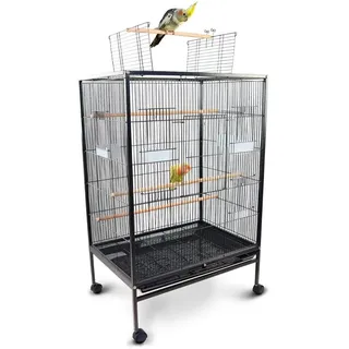 Mobiclinic® Pets, Vogelkäfig, Nymphe, Transporträder, Bremsen, Öffnung nach Oben, herausnehmbares Tablett, 8 Türen, Großformat, 95x43x61,5 cm, Futterstellen, Tränken, Sitzstangen, Ruhebarsch