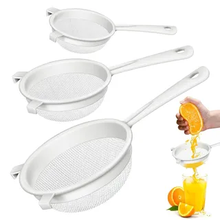 3 Stück Küchensieb Plastik Set,Küchensieb Kunststoff Mit Griff,Kefir Sieb,Sieb Küche,Feines Sieb,Spülmaschinenfest,Wiederverwendbar Plastik Kaffeefilter,Für Kefir,Tee,Kaffee,Mehlsieb,3 Größen