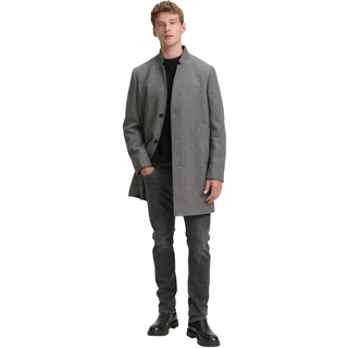 Wolljacke TOM TAILOR DENIM, Herren, Gr. S, beige (light stone grau wool twill), Web, Obermaterial: 75% Polyester, 22% Wolle, 1% Polyacryl, 1% Viskose, 1% sonstige Fasern. Futter: 100% Polyester, unifarben, regular fit ca. Mitte Oberschenkel, Jacken Wolljacke, mit Stehkragen