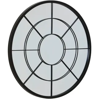 Mid.you Wandspiegel , Schwarz , Metall, Glas, Holzwerkstoff , rund , 80x80x3 cm , Bsci , Garderobe, Garderobenspiegel