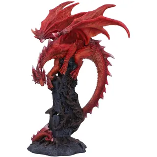 Nemesis Now Drakonische Wurzelfigur, 28,5 cm, Kunstharz, roter Drache auf Stein, roter Drache, Ornament, Sammlerstück, Drachen-Geschenkware, gegossen aus feinstem Harz, fachmännisch handbemalt