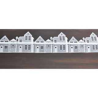 Fensterdekoration STICKEREIEN PLAUEN "Häuser" Gr. 5, weiß, B:126cm H:13cm, Polyester, Fensterbilder, Fensterdekoration, Fensterdekoration "Häuser"