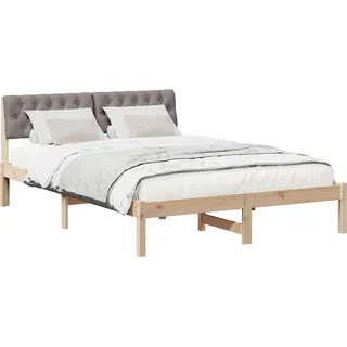 Bettgestell Braun und Taupe 140 x 200 cm Massivholz Kiefer - Braun