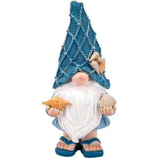 Ideen mit Herz | Deko-Figur Wichtel mit Muscheln 2 | Maritime Dekoration Bad | witziger Gartenzwerg | Sommer, Strand und Urlaub