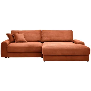 Carryhome Ecksofa , Terracotta , Textil , Füllung: Schaumstoff,Hohlfaser , Ottomane rechts, L-Form , 300x180 cm , Rücken echt , Wohnzimmer, Sofas & Couches, Wohnlandschaften, Ecksofas
