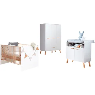 trendteam Babymöbel-Set »Mats«, (Set, 3 tlg., Bett, Wickelkommode, Schrank), weiß