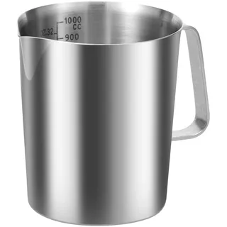 Messbecher Edelstahl 1L mit Feinskala BPA Frei 12cm, Messbecher Edelstahl Tropfschutz Robust für Zuhause Küche Restaurant Bar Teeladen Café Treffpunkt (1000ml)