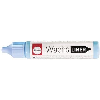 Rayher 31500358 Wachs-Liner, hellblau, Flasche 30 ml, zum Kerzen bemalen, Wachsstift, Flüssigwachs zum Malen direkt aus der Flasche, Babyblau