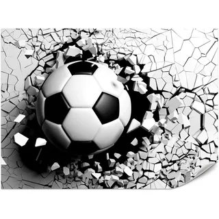 Muralo Fototapete für Wohnzimmer Fußball Betonwand Riss 100x70 , Weiß, Grau, Schwarz , Papier , Sport, Abstrakt, Beton Optik , Rechteckig , 100x70 cm ,